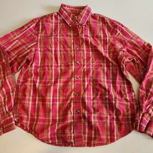 Crazy Cowgirl Shirt Button Up Red Plaid Western Long Sleeve Cotton Womens Medium - Picture 5 of 9